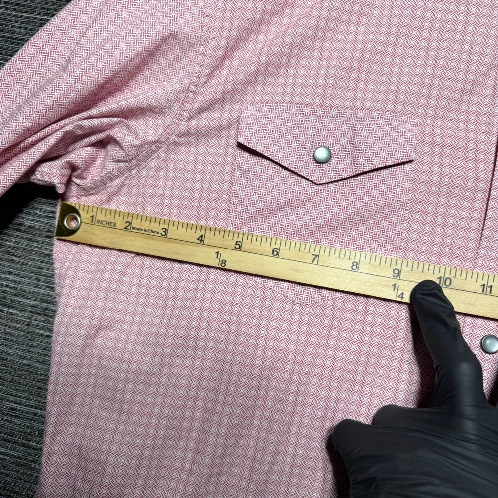 Banana Republic Shirt Mens Large Red Geometric LS Western Slim Fit Snap Front